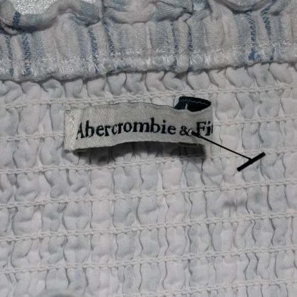 Abercrombie & Fitch Linen Blend Jumpsuit Juniors XL White Blue Sleeveless AA08X - Picture 5 of 6